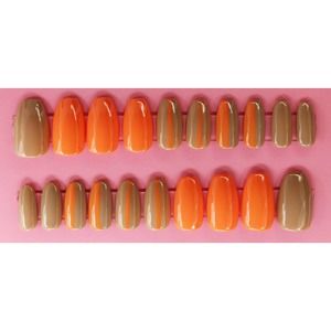 Orange You Jealous Medium Round Coffin Gloss Finish Orange Press On Nails Long